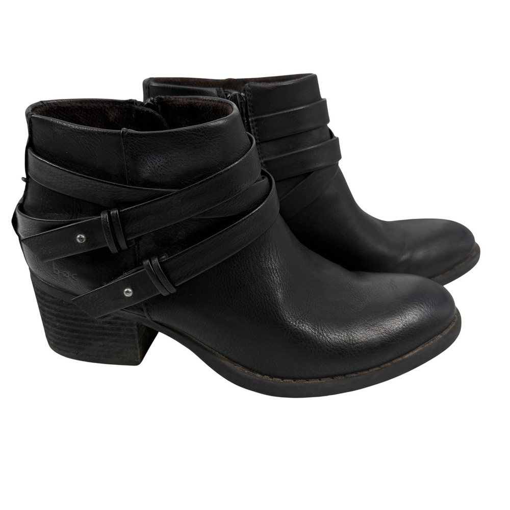 b.o.c. Born‎ Concept Womens Black Strappy Ankle Block Heel Booties Size 8.5M